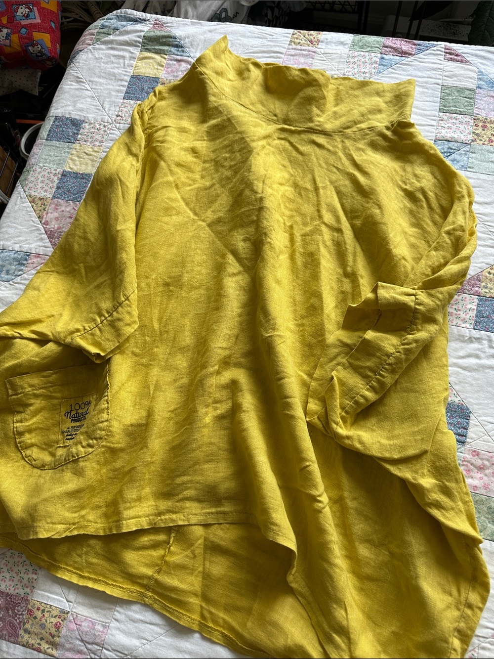 X—Bright Yellow Linen Tunic Top
